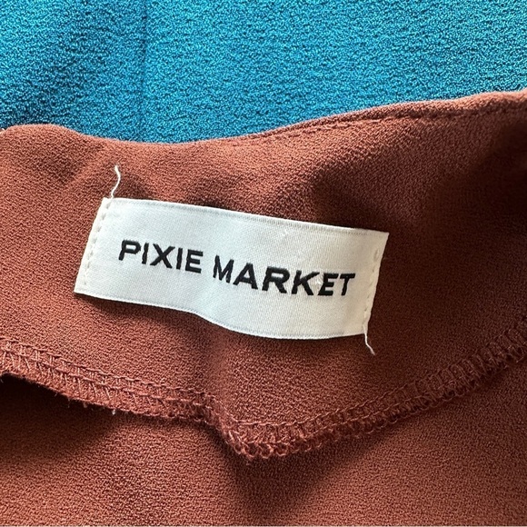 Pixie Market Rust Brown Shirred Midi Dress Size S - Picture 4 of 9